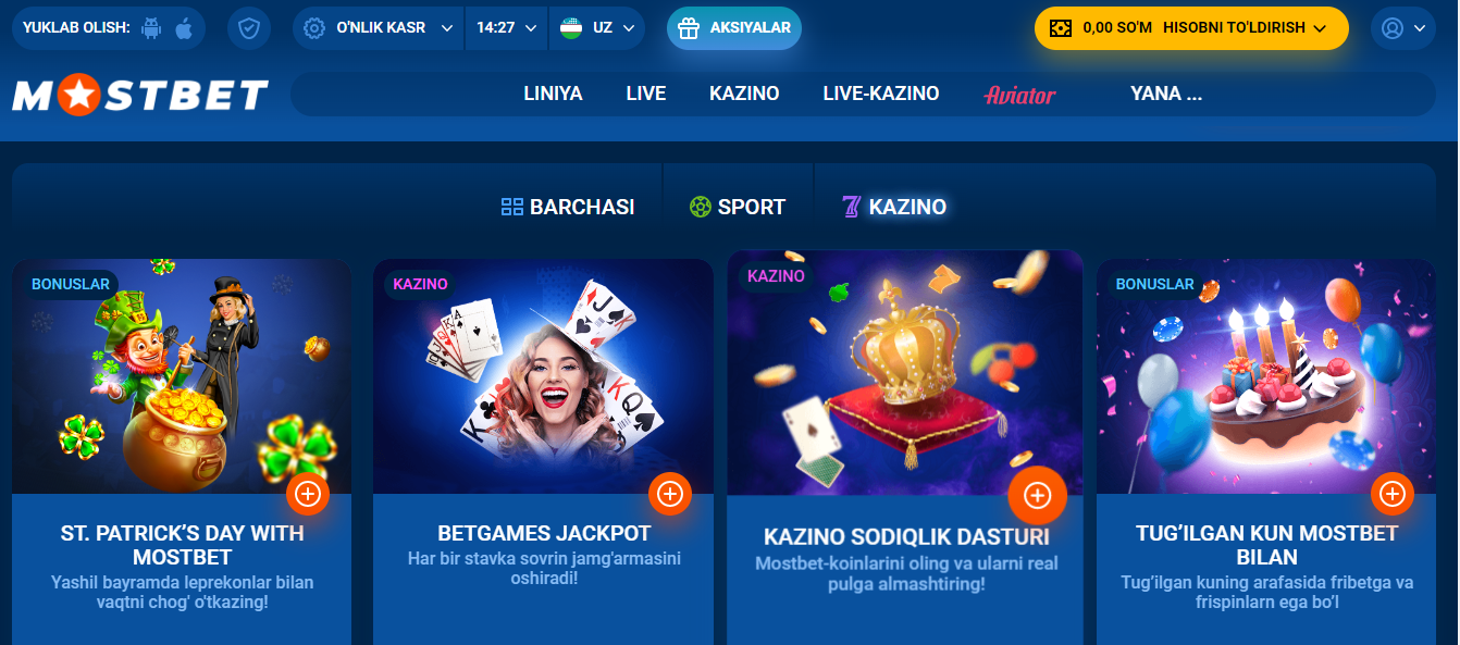Mostbet live casino
